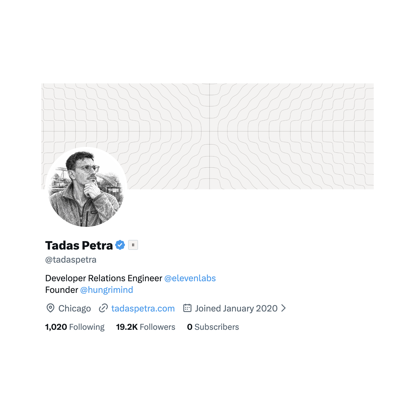 Tadas Petra X profile with follower count and bio